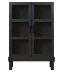 BASICLABEL Bonk Vitrinekast - Grenen - Zwart - 160x103x37