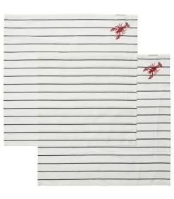 Rivièra Maison Servetten Katoen Set Gestreept Kreeft - Classic Lobster - Blauw/ Wit