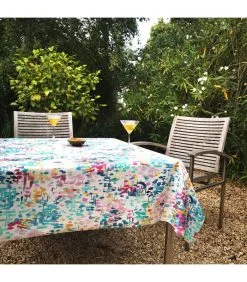 Fleur De Soleil Turquoise Reflets Gecoat Tafelkleed