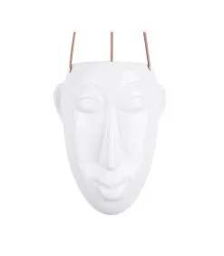 PRESENT TIME Hangende Plantenpot Mask - Glazuur Wit - Lang - 12,5x17,3x22,3cm