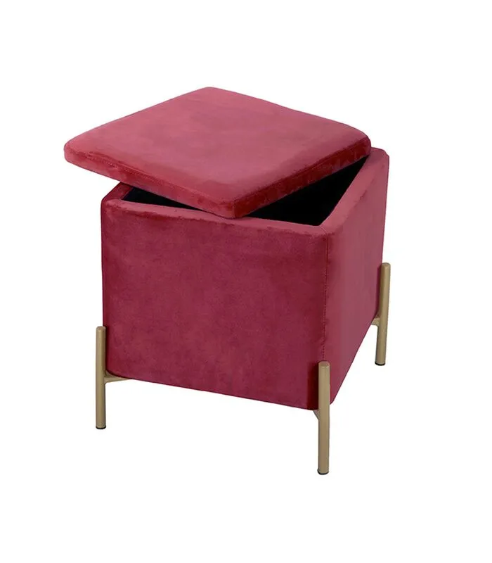 Leitmotiv Poef Snog - Velvet Kleibruin, Goud Geverfde Poten - 45x45x47cm 4 Leitmotiv Poef Snog - Velvet Kleibruin, Goud Geverfde Poten - 45x45x47cm - Image 2