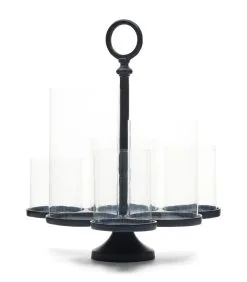 Rivièra Maison Windlichten Voor Binnen - Lisbon Multiple Hurricane - Zwart - 1 Stuks