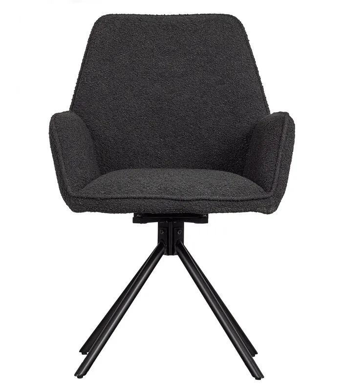 WOOOD Exclusive Amber Draai Eetkamerstoel - Boucle - Grijs - Set Van 2 4 WOOOD Exclusive Amber Draai Eetkamerstoel - Boucle - Grijs - Set Van 2 - Image 2