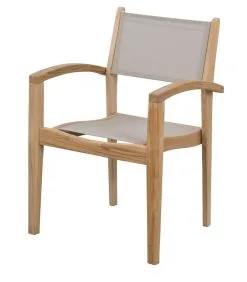 Exotan Tuinstoel Buiten Caldo - Teak - Naturel/Taupe - Set Van 4