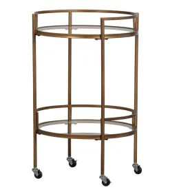 WOOOD Exclusive Exclusive Zora Trolley - Metaal/Glas - Antique Brass - 79x50x50