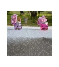 Fleur De Soleil Grijs Met Pompadour Gecoat Tafelkleed