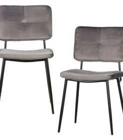 WOOOD Kaat Eetkamerstoel - Velvet - Antraciet - Set Van 2