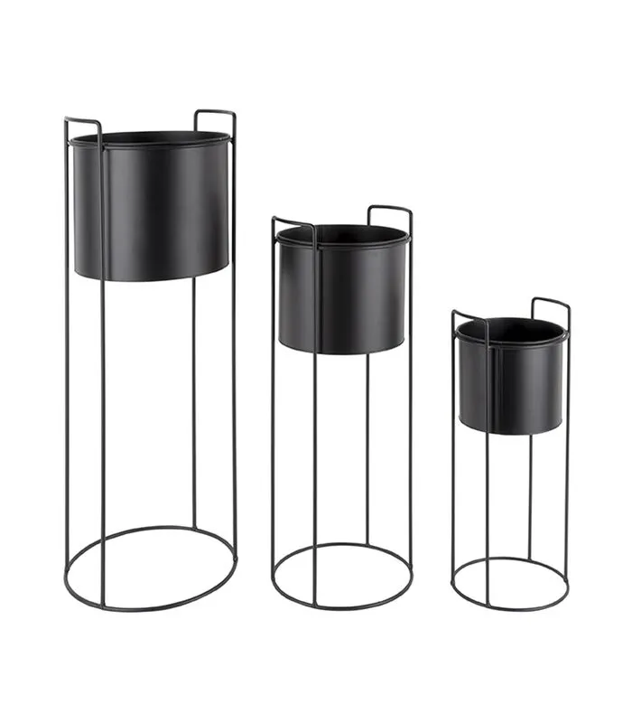 PRESENT TIME Plantenpot Set Essence - IJzer Zwart - Rond - 80x28cm & 28x23cm & 50x19cm 3 PRESENT TIME Plantenpot Set Essence - IJzer Zwart - Rond - 80x28cm & 28x23cm & 50x19cm