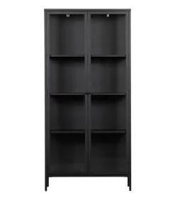 VTwonen Precious Vitrinekast - Metaal - Zwart - 190x90x43