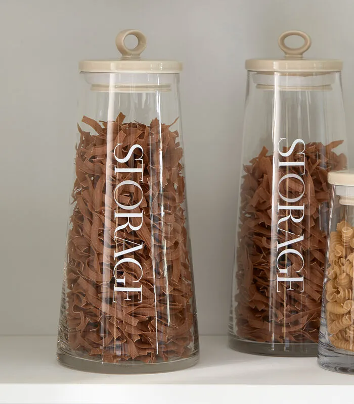 Rivièra Maison Voorraadpot Glas Met Beige Deksel - Loft - Transparant - Maat L 4 Rivièra Maison Voorraadpot Glas Met Beige Deksel - Loft - Transparant - Maat L - Image 2