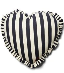Rivièra Maison Sierkussen Gestreept Hart, Binnenkussen - Summer Heart - Donkerblauw/White