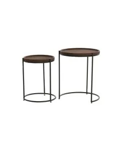 Light & Living Bijzettafel Jairo - Bruin/Zwart - Ø53+Ø45,5cm -Meubilair Geschäft d56aaa8b2975443e8c7cfb28ed475ef9