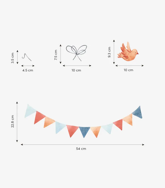 Lilipinso GENTLE FRIENDS Muursticker Kinderkamer - Wimpel En Vogelslinger 55x25cm 5 Lilipinso GENTLE FRIENDS Muursticker Kinderkamer - Wimpel En Vogelslinger 55x25cm - Image 3