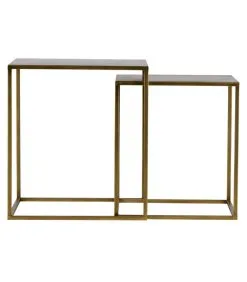 WOOOD Ziva Bijzettafels - Metaal - Antique Brass - Set Van 2