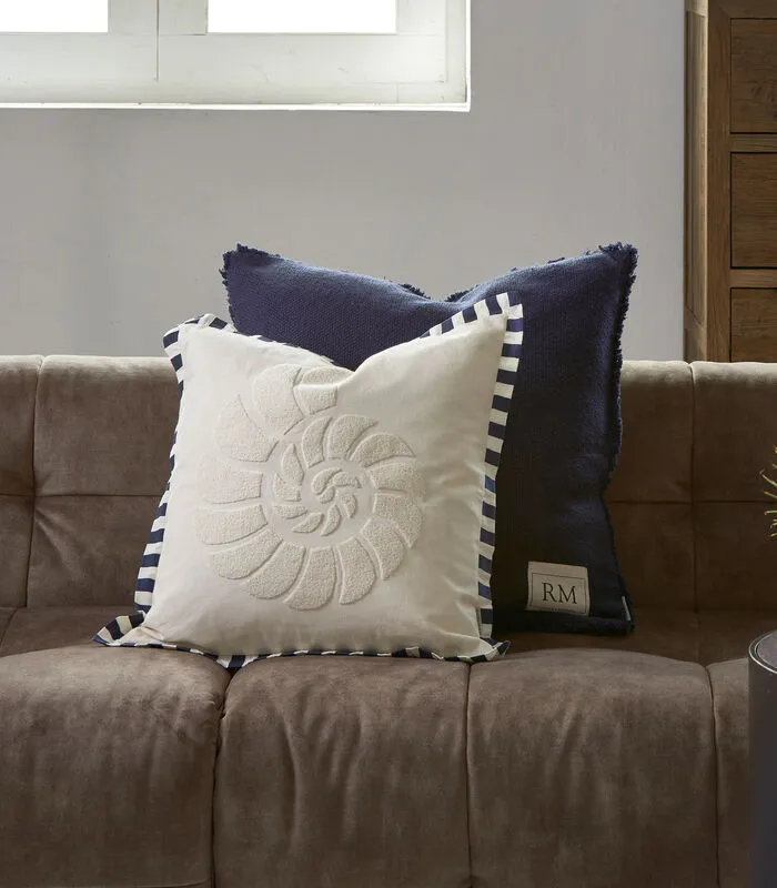 Rivièra Maison Kussenhoes, Kussensloop 50x50, Gestrept - Happy Shell - Wit/ Blauw 4 Rivièra Maison Kussenhoes, Kussensloop 50x50, Gestrept - Happy Shell - Wit/ Blauw - Image 2