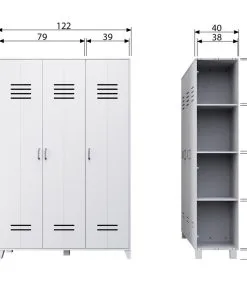 VTwonen Opberggigant Vt Locker 3-Deurs - Grenen - Wit - 186x123x40 7 VTwonen Opberggigant Vt Locker 3-Deurs - Grenen - Wit - 186x123x40 -Meubilair Geschäft d9f4c8c1194d4b3faf47dfa1c13fab6b