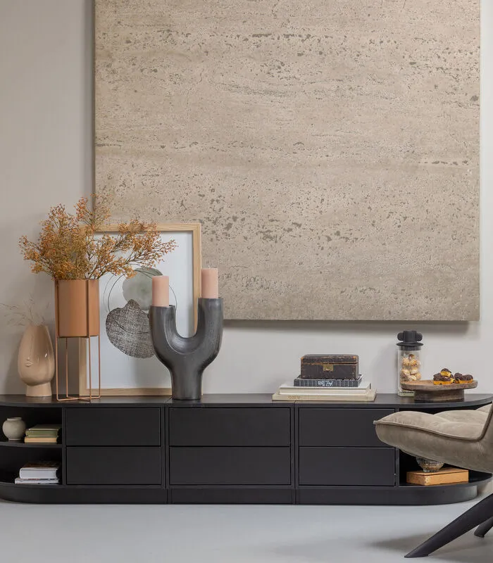 WOOOD Exclusive Exclusive Finca Tv Meubel - Grenen - Zwart - 40, 3x75x40 4 WOOOD Exclusive Exclusive Finca Tv Meubel - Grenen - Zwart - 40, 3x75x40 - Image 2