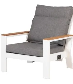 Exotan Verstelbare Tuinstoel Buiten - Aluminium - Wit - 93x82x84 -Meubilair Geschäft dbad259818704484bff56645105377a2