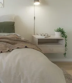 WOODEK Zwevend Nachtkastje HOPE Met Knop, Berkenhout -Meubilair Geschäft dc26678f2f244326a85089941fb24cb6