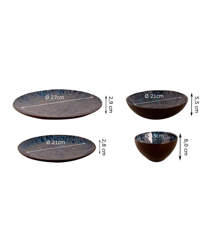 Palmer Serviesset Lester Stoneware 6-persoons 24-delig Zwart Blauw 4 Palmer Serviesset Lester Stoneware 6-persoons 24-delig Zwart Blauw - Image 2