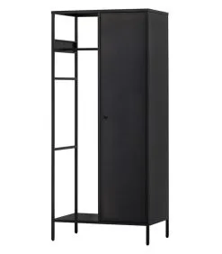 WOOOD Coen Garderobekast - Metaal - Antraciet - 180x80x50