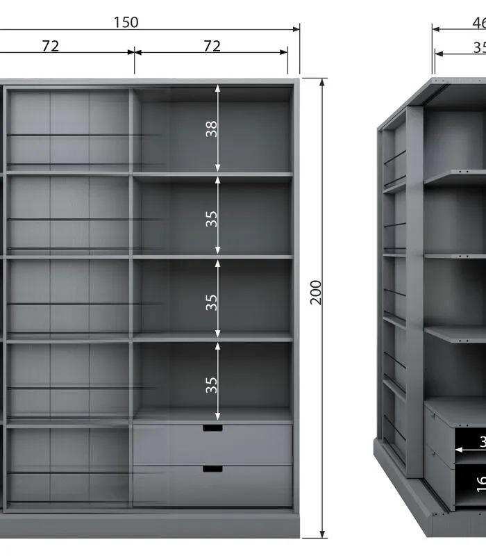 WOOOD Exclusive Exclusive Swing Schuifdeurkast - Grenen Geschuurd - Leem - 200x150x46 4 WOOOD Exclusive Exclusive Swing Schuifdeurkast - Grenen Geschuurd - Leem - 200x150x46 - Image 2