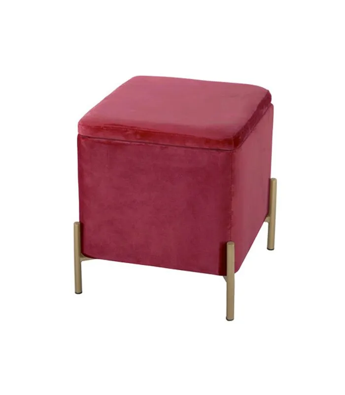 Leitmotiv Poef Snog - Velvet Kleibruin, Goud Geverfde Poten - 45x45x47cm 3 Leitmotiv Poef Snog - Velvet Kleibruin, Goud Geverfde Poten - 45x45x47cm