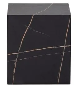 WOOOD Exclusive Exclusive Benji Bijzettafel - Marmerlook - Zwart - 45x40x40