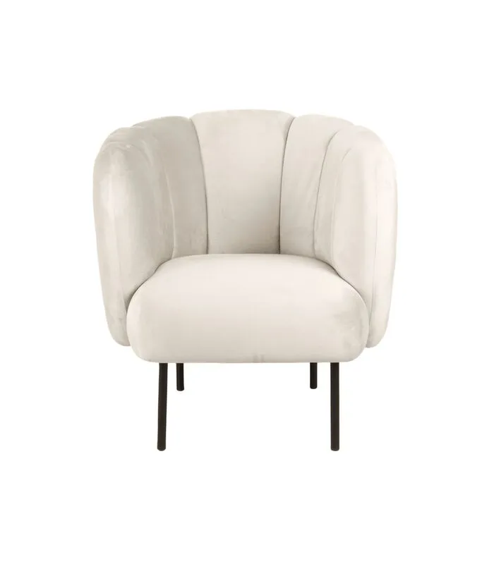 Leitmotiv Fauteuil Tulip Velvet - Wit - 76x71x81cm 3 Leitmotiv Fauteuil Tulip Velvet - Wit - 76x71x81cm