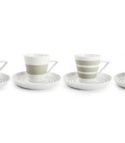 Salt & Pepper Kop 19cl En Schotel Sage Green Stripes - Set/4