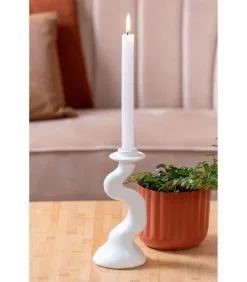 PRESENT TIME Kaarsenhouder Organic Swirl - Wit - 12x11,5x25,5cm -Meubilair Geschäft e51031a0307c498f8a2496c4c0aeee17
