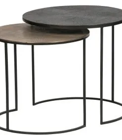 WOOOD Exclusive Exclusive Fara Bijzettafels - Metaal - Antique Brass - Set Van 2 -Meubilair Geschäft e688c0c9c0bf4ca9b69915501f8e4898