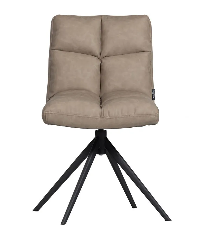 WOOOD Exclusive Exclusive Vinny Draaibare Eetkamerstoel - Leerlook - Taupe - 80x48x45 6 WOOOD Exclusive Exclusive Vinny Draaibare Eetkamerstoel - Leerlook - Taupe - 80x48x45 - Image 4