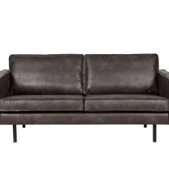 BePureHome Rodeo Bank 2-Zits - Recycle Leer - Zwart - 85x190x86