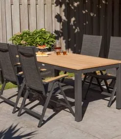Exotan Verstelbare Tuinstoel - Teak - Antraciet - 106x63x63 -Meubilair Geschäft ea89ea41ba0b411c9e0ad7f56d9ebbe7