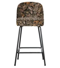 BePureHome Vogue Barstoel 65 Cm - Velvet - Bouquet Zwart - 89x50x55