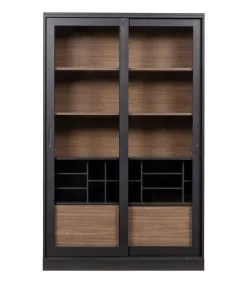 WOOOD Exclusive Exclusive James Vitrinekast - Grenen - Zwart - 200x125x47