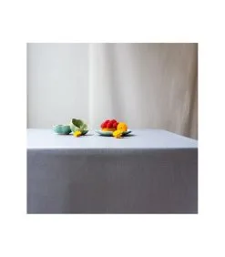 Fleur De Soleil Effen Grijs Rond Of Ovaal Gecoat Tafelkleed