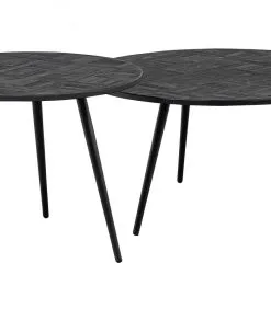 WOOOD Leo Bijzettafel - Teak/Ijzer - Zwart - 45x58x58 -Meubilair Geschäft f28435a245a44a5e93d9905d94fdd9ce