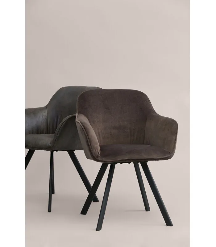 WOOOD Viggo Eetkamerstoel - Velvet - Antraciet - Set Van 2 5 WOOOD Viggo Eetkamerstoel - Velvet - Antraciet - Set Van 2 - Image 3