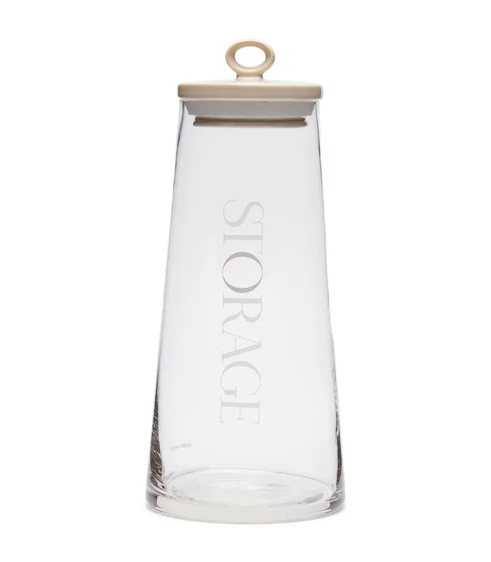 Rivièra Maison Voorraadpot Glas Met Beige Deksel - Loft - Transparant - Maat L 3 Rivièra Maison Voorraadpot Glas Met Beige Deksel - Loft - Transparant - Maat L