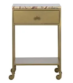 BePureHome Clinic Nachtkastje - Marmer - Antique Brass - 68,5x45x35