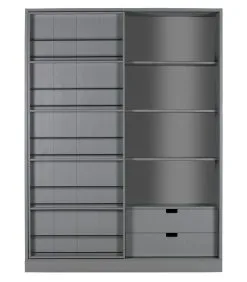 WOOOD Exclusive Exclusive Swing Schuifdeurkast - Grenen Geschuurd - Leem - 200x150x46