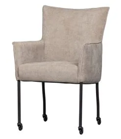 WOOOD Exclusive Ezra Eetkamerstoel - Polyester - Zand - 94x56x64