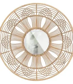 BASICLABEL Obi Spiegel Rond - Bamboe - Naturel - 76x76x2