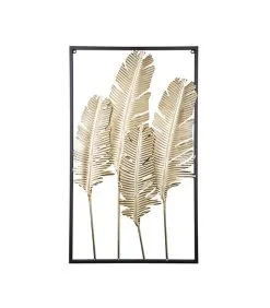 PRESENT TIME Muurkunst Feathers - IJzer, Goud - 89x53x1,5cm
