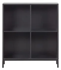 VTwonen Lower Case 4 Vakken Met Onderstel - Grenen - Zwart - 93x81x35