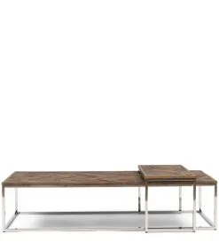 Rivièra Maison Salontafel Industrieel 170x70 Cm - Bushwick Table - Set Van 2 Stuks - Zilver