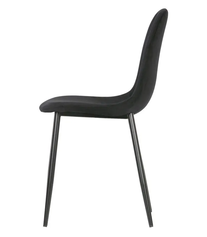 WOOOD Marije Eetkamerstoel - Velvet - Zwart - Set Van 2 5 WOOOD Marije Eetkamerstoel - Velvet - Zwart - Set Van 2 - Image 3