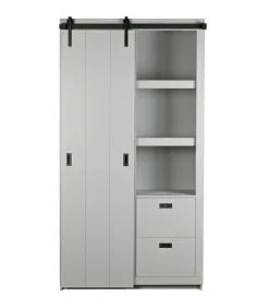 VTwonen Slide Barn Kast - Bezaagd Grenen - Betongrijs - 230x122x37